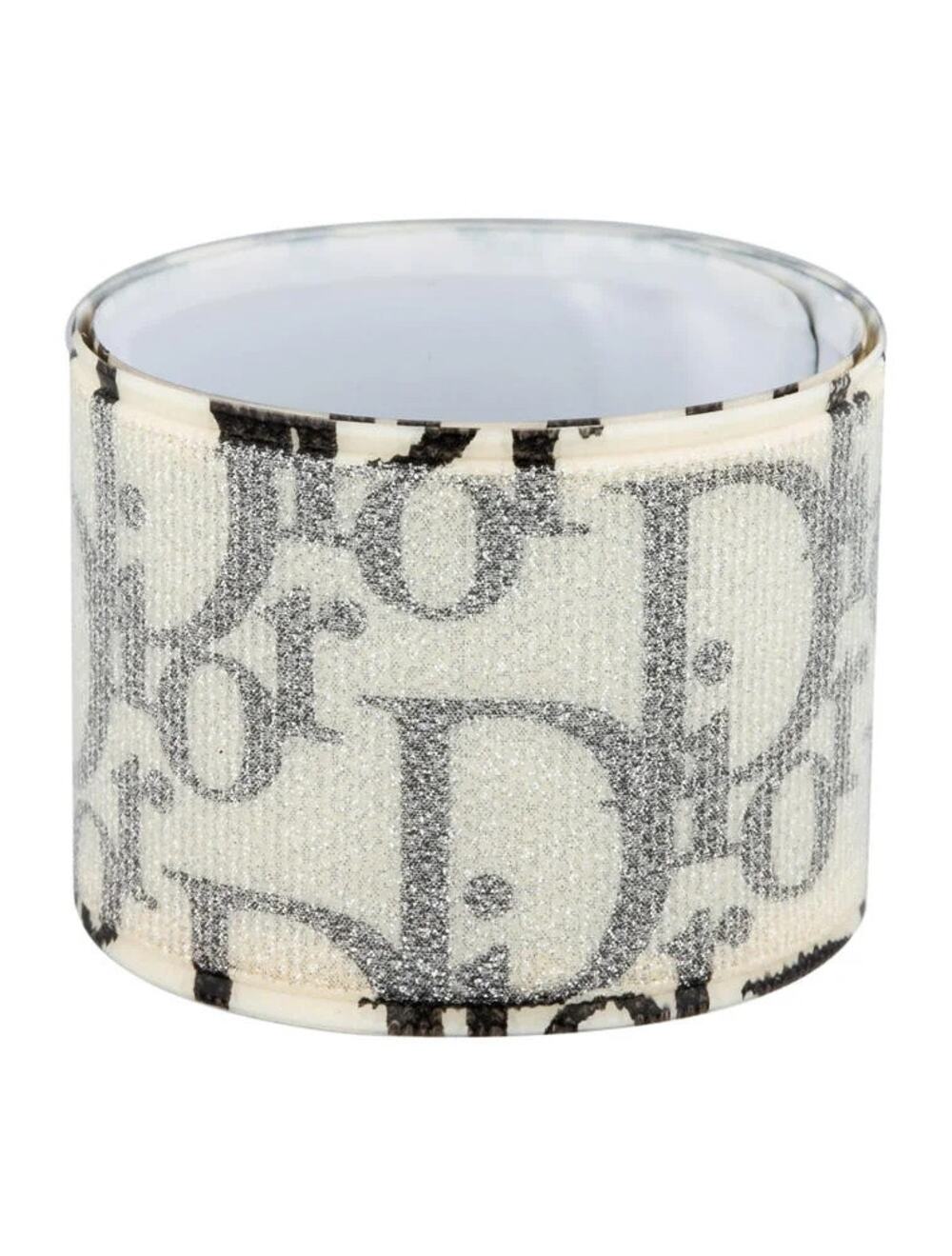 Vintage Christian Dior Trotter Monogram Logo Holographic Slap Cuff Bracelet